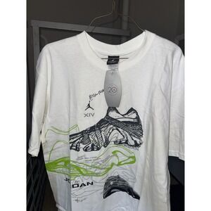Vintage Nike Jordan XIV Schematic Tee Shirt Size M White NWT Retro Sneaker